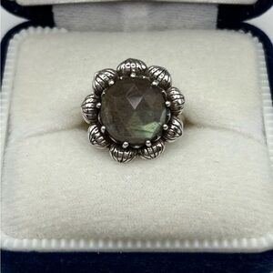 Sterling Silver and Labradorite Sunflower Ring size 6